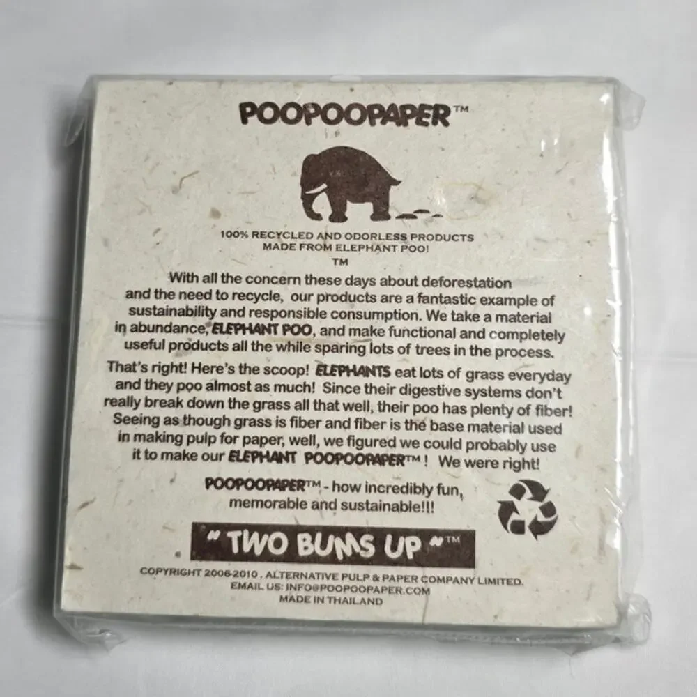 New 2010 100% Organic Recycled Eco-Friendly Elephant Note Pad WASTE NOT WANT NOT